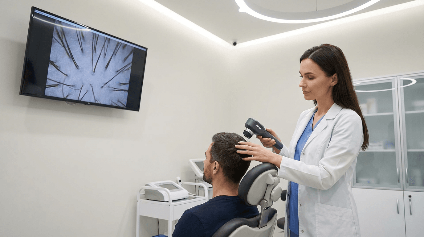 Hair follicle analysis with trichoscope